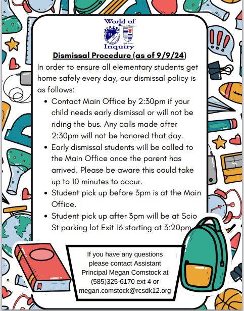Elementary Dismissal as of 9/9/24